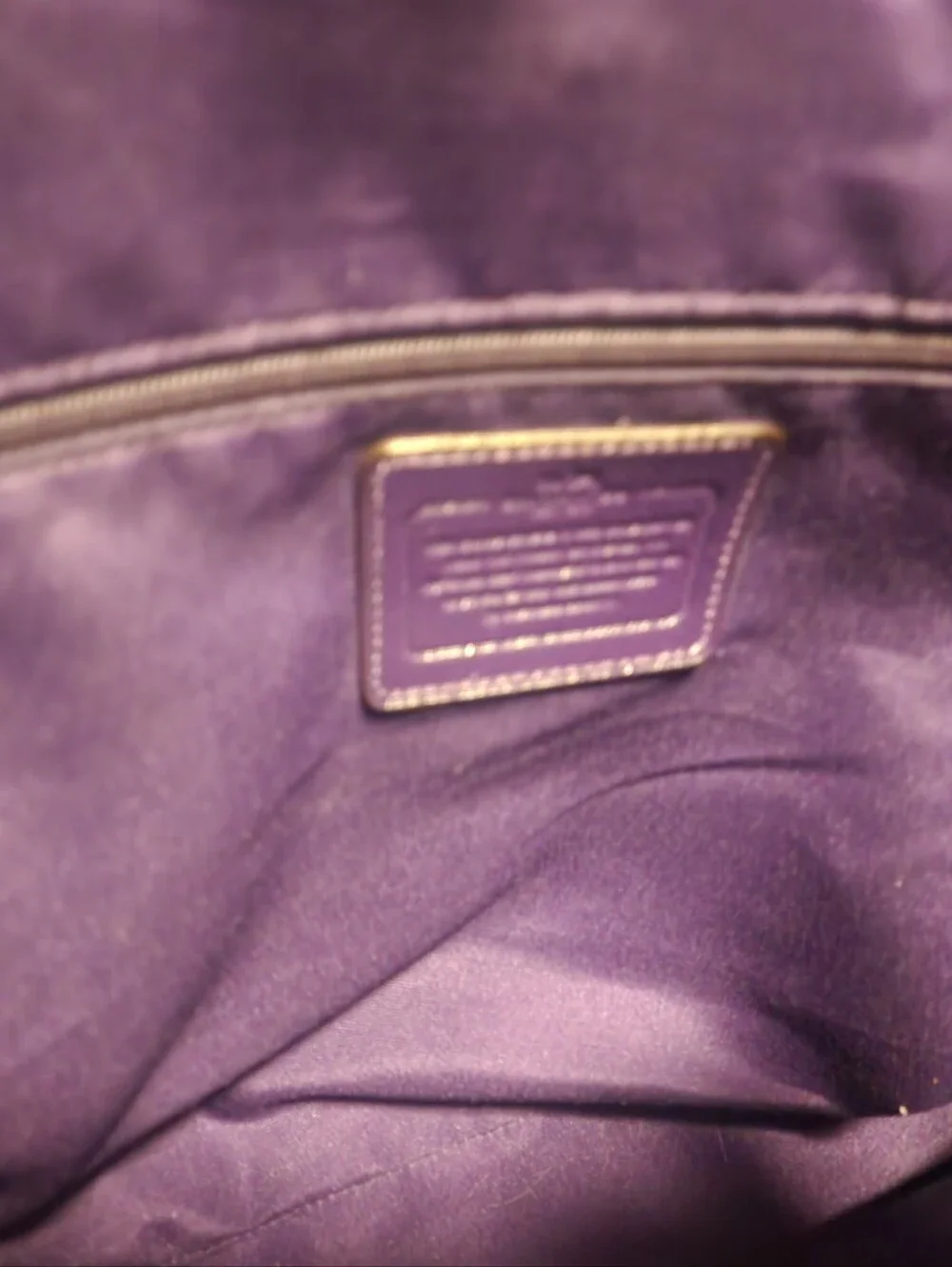 Coach Purple Leather & Signature Panel Shoulder Bag